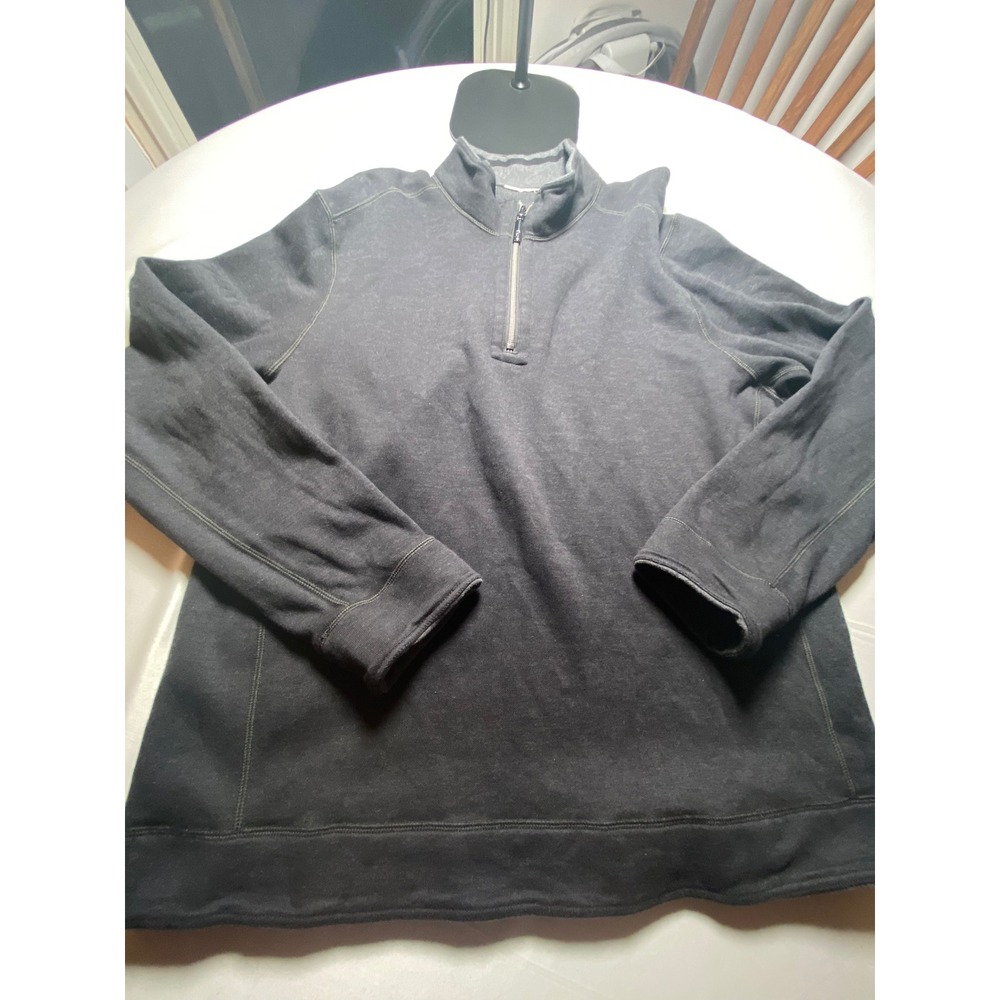 Tommy Bahama Mens Gray Cotton Tencel Quarter Zip Pullover Sweater ST227124